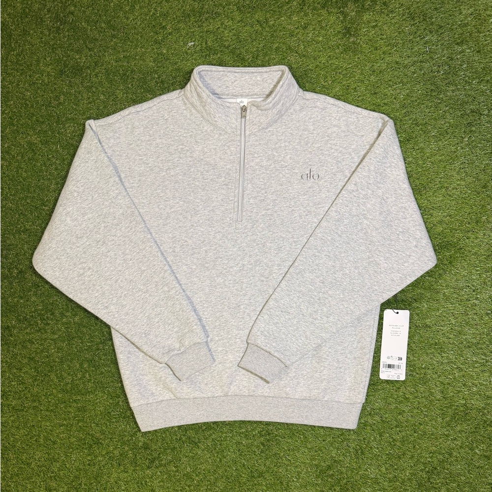ALO Yoga Men's Light Gray Zip-Up Sweater